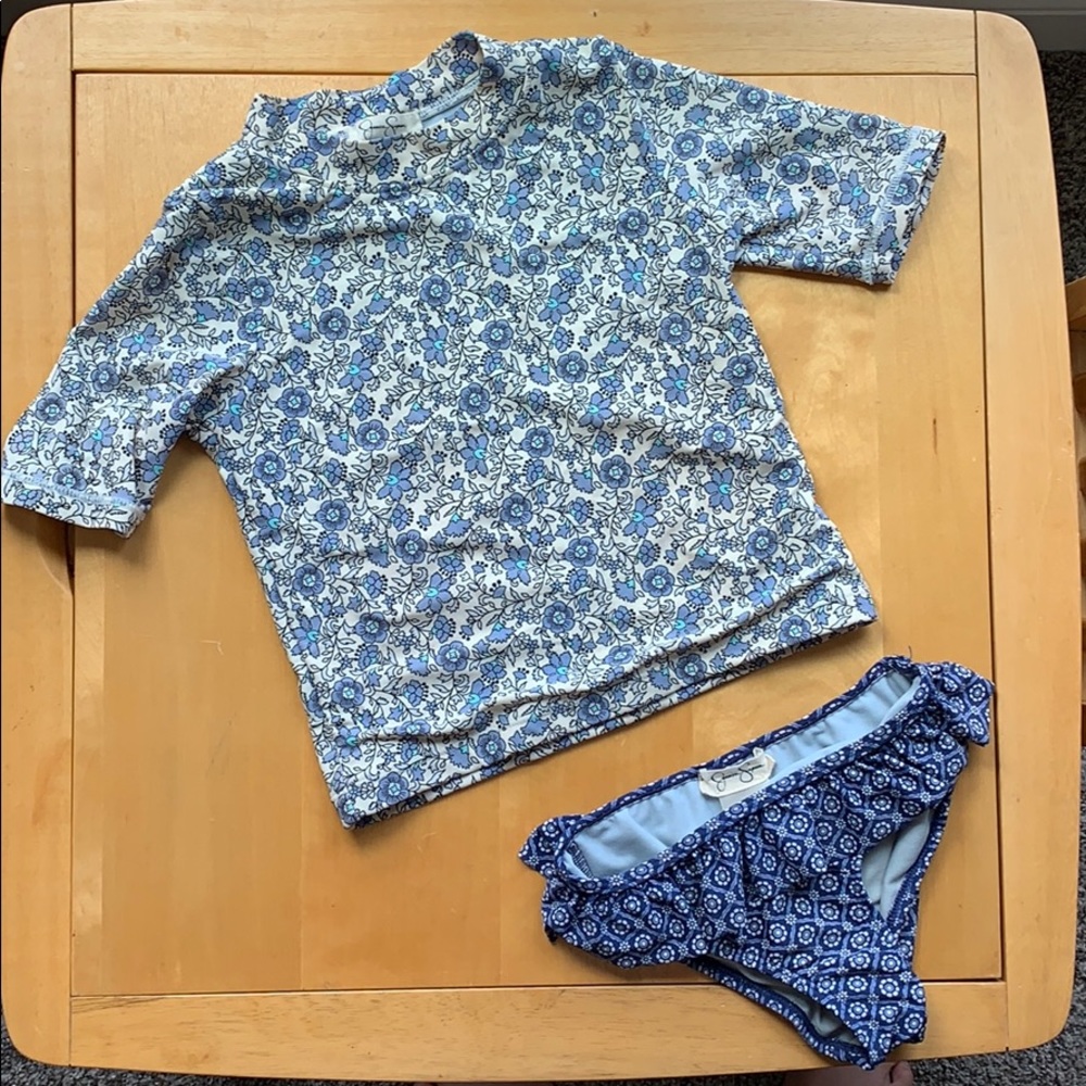 Jessica Simpson Floral Tankini Rashguard Swimsuit